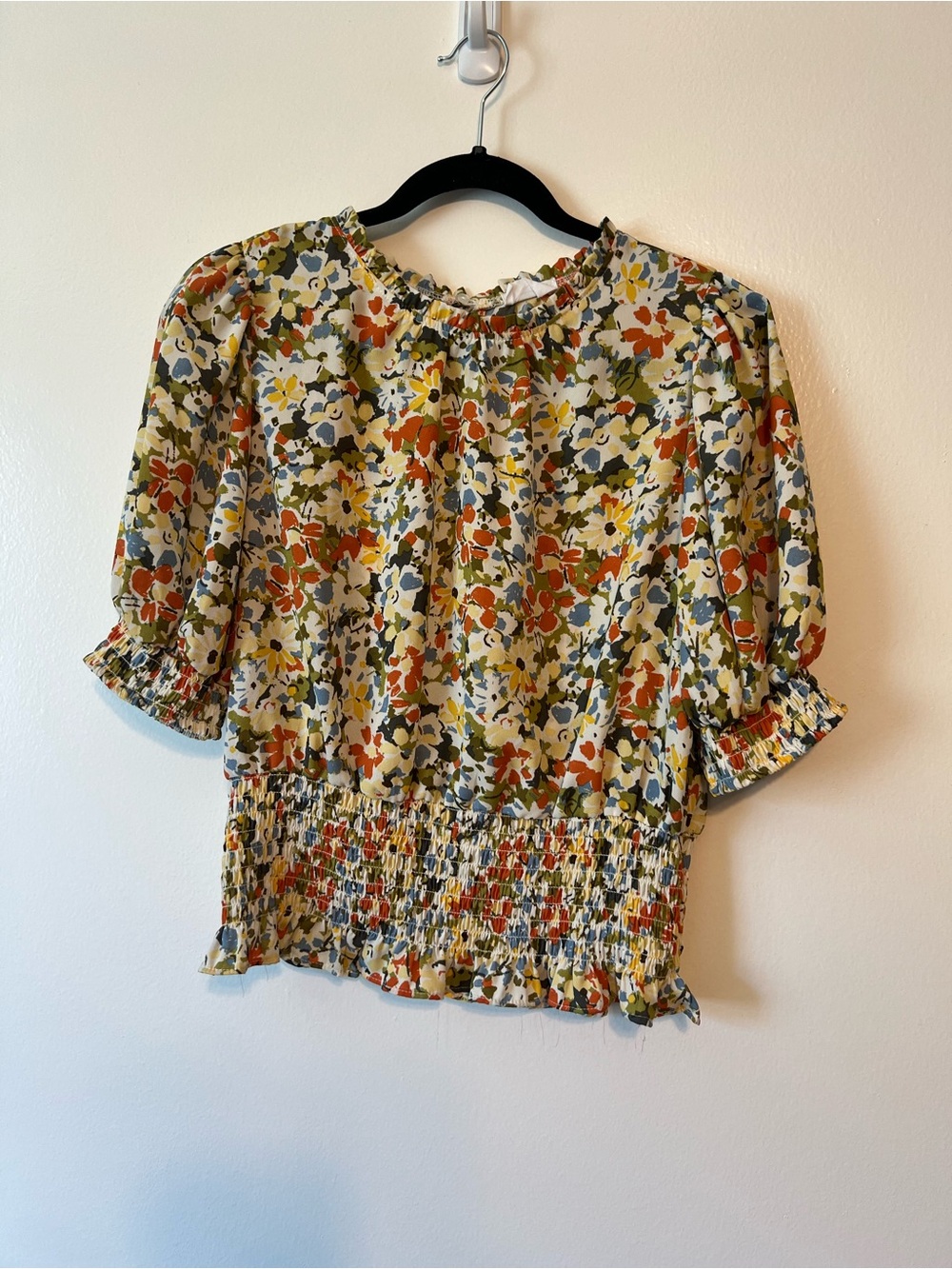 Sienna Sky Olive Multi Floral Smocked Peplum Top - Picture 3 of 10